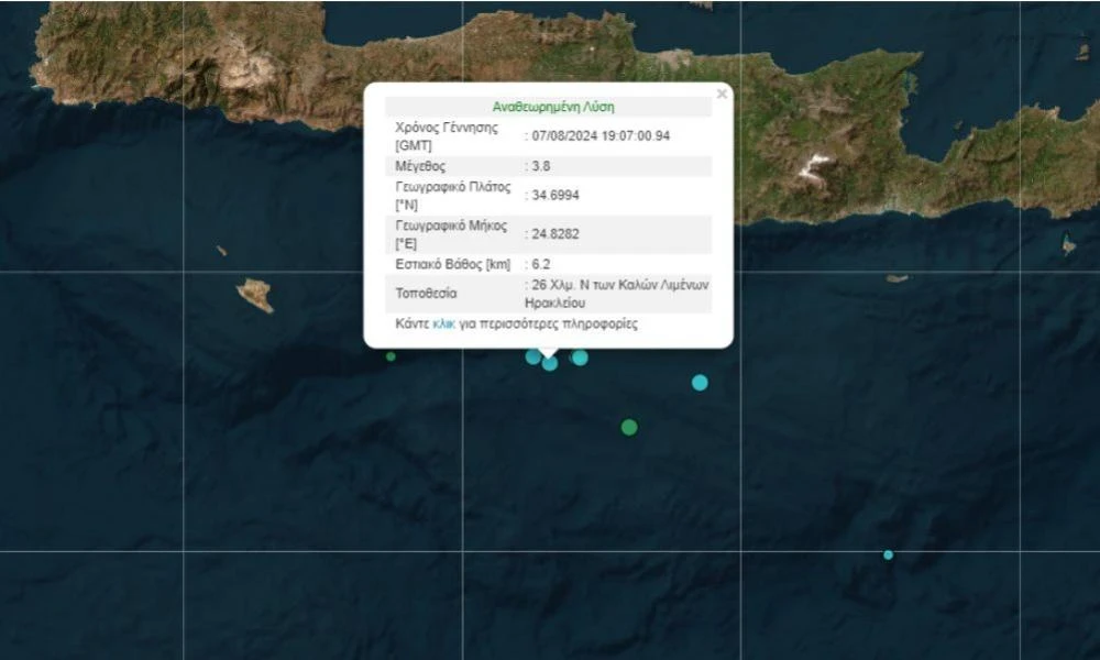 Συναγερμός στο Ηράκλειο: Δύο νέοι σεισμοί 3,7 και 3,9 Ρίχτερ προκάλεσαν πανικό